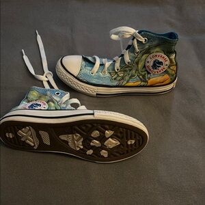 Converse Kids Dinosaur High-Tops - Blue and White